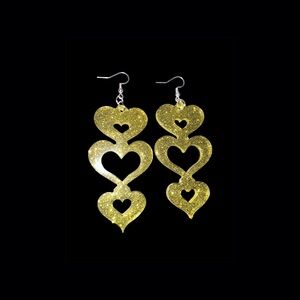 Gold Heart Drop Earrings